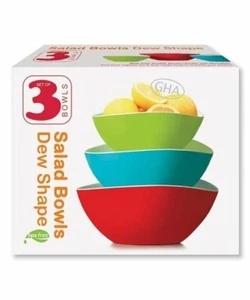 Salad Bowls, Dew Shaped, Nesting, Set of 3, GHA Grant Howard, BPA Free ~ NEW - Picture 1 of 5