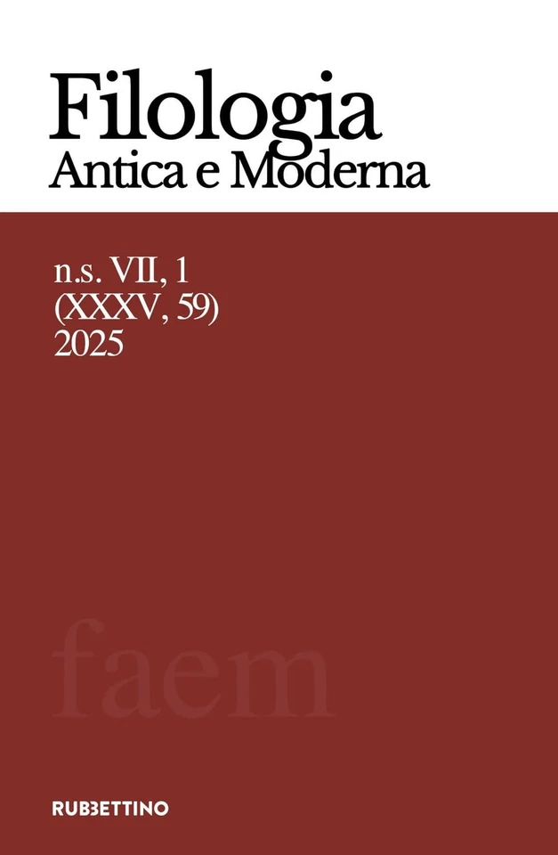 AA.VV. Filologia antica e moderna (2025) (Vol. 59) (Paperback) - Image 1 of 1