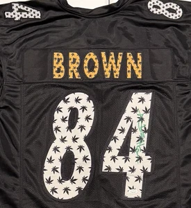 Camiseta deportiva personalizada Antonio Brown Pittsburgh Steelers Weed firmada autógrafo certificado de autenticidad JSA - Imagen 1 de 5
