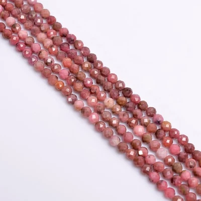 Cuentas facetadas redondas de piedras preciosas de rodonita 100 % naturales hilo de 3 mm 12,5" UGB-252 Foto 1 de 2