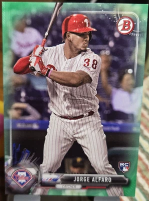 Tarjeta de béisbol 2017 Bowman Green Parallel RC de Jorge Alfaro #60 (NM) SN: 62/99 Foto 1 de 3