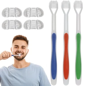 7pcs Three Sided Toothbrush Replaceable Dual Brush Head Special Needs Toothbr... - Picture 1 of 9