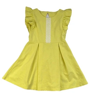 Janie and Jack Girls' Yellow A-line Dress with Flutter Sleeves Size 5 - Picture 1 of 5