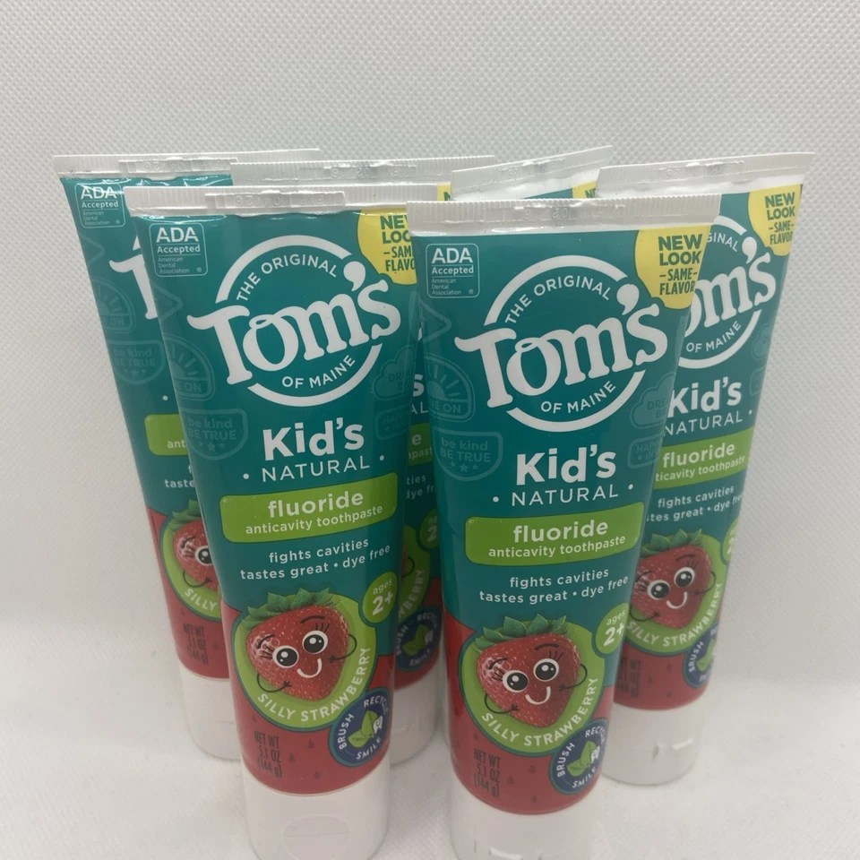 LOT OF 6 Tom's Kid's Natural Fluoride Toothpaste Strawberry 5.1oz Exp 2/2026 - Image 1 of 1