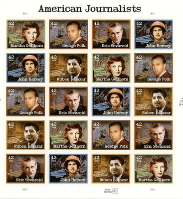 2007 American Journalists 42 cents Twenty Stamps Self-adhesive Stamps Brand New - Image 1 of 2