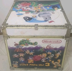 Cassapanca vintage Nintendo Super Mario Bros 3 Legend of Zelda in legno invecchiata - Foto 1 di 14