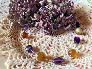 Collier ancien 2 rangs perles pierres naturelles améthyste violet - East - Imagen 1 de 9