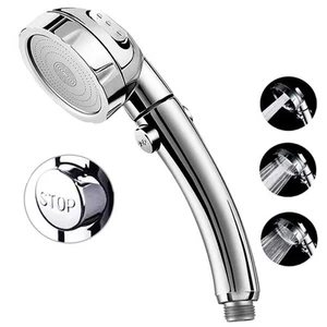 RV Hand Held Shower Head On Off Switch Chrome 3 Spray Water Pressure Hose Camper - Picture 1 of 8