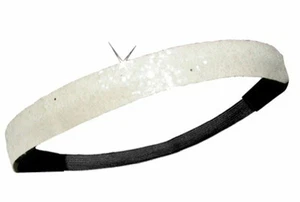 NEW! White Glitter Headband Sweat Glittery Sport Running Softball Basketball - Picture 1 of 1