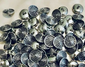 100 Silvertone~Metal~WIRE SHANK~Decorative 5/8"~Buttons~Sewing~Crafts~Jewelry - Picture 1 of 2