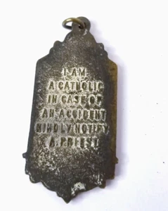 Antique Saint Anthony Notify a Priest Religious 1" Pocket Medal I Am A Catholic - Picture 1 of 5