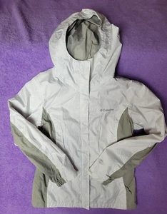 Columbia Womens Gray White Long Sleeve Hooded Full-Zip Windbreaker Jacket Size M - Picture 1 of 9