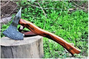 Handgefertig Wikingeraxt damast axt VIKING AXE Axt Damaskus-Stahl mit Scheide - Bild 1 von 3