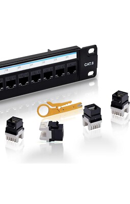 Cat6 Patch Panel 24 Port with Keystone RJ45 N...