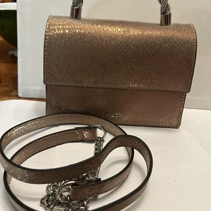 ALDO Mini Top-Handel Crossbody Bag Gold w Diamonds Animal Print Gift Holiday - Picture 1 of 16