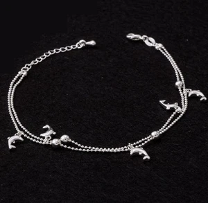 Pretty Dolphin Charm anklet bracelet ankle chain Silver charms Gift Beach - Picture 1 of 4