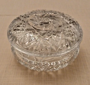 Gebäckschale, Bonboniere, Glasdose mit Deckel, Bleikristall, Schleuderstern - Bild 1 von 4