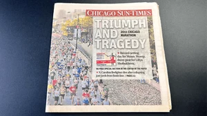 Chicago Sun-Times 2011 Chicago Marathon Triumph Tragedy Cover Vintage Newspaper - Picture 1 of 7