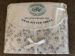 Rachel Ashwell Treasures Sheet TWIN Stratford Rose Blue Lavender FITTED Chic NEW - Picture 1 of 6