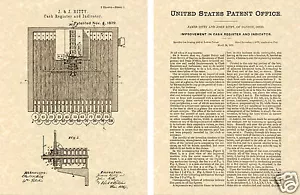 1879 CAJA REGISTRADORA RITTY 1879 Patente Arte Impresión ¡LISTA PARA ENMARCAR! vintage first - Imagen 1 de 1