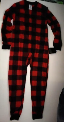 Pijama de terciopelo a cuadros rojo negro marca Mad Dog Concepts para niños 1 pieza talla 10 Foto 1 de 2