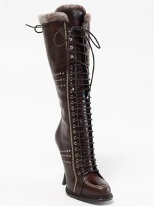 New Dior Montagne Chocolate Hand Made Leather Boots 36.5 US 6.5 - Picture 1 of 6