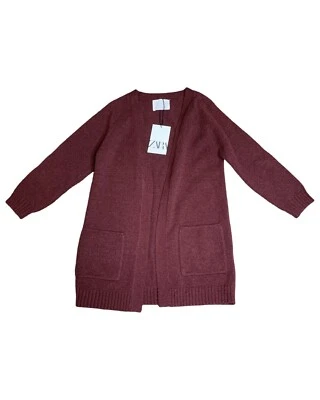 Zara Kids Girls Size 8 Cardigan Sweater Open Front Purple Maroon Knit 128cm - Image 1 of 4