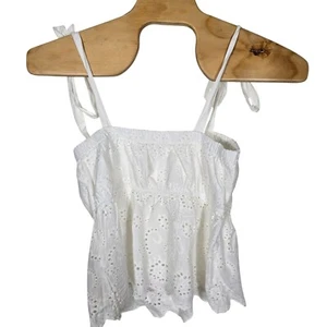 Top American Eagle Halter grande donna bianco con spalline motivo pizzo ritagliato - Foto 1 di 5