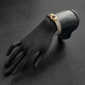 Philippe Charriol angle Bracelet Three Wire Cables Round Logo from Japan - Picture 1 of 11