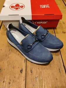 Rieker Ladies Platform Loafer Shoes Blue Size 6 EU 39 - Picture 1 of 7