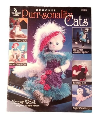 CROCHET PURR-SONALITY CATS - Annie's Attic Beach Cat Cleo Catra The Great Catsby - Image 1 of 2