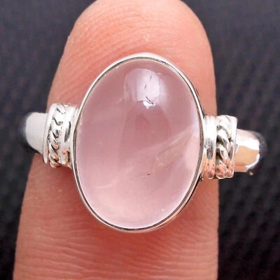Rose Quartz Gemstone Solid 925 Sterling Silver Designer Ring All Size SR2120 - Image 1 of 4