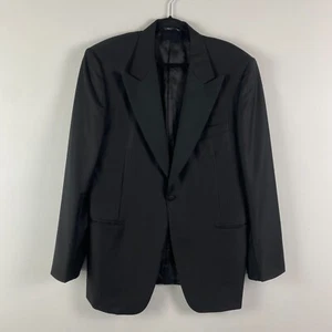 Canali Peak Lapel Tuxedo Jacket Sz 54R US 44R Black Pinstripe Wool Single Button - Picture 1 of 15
