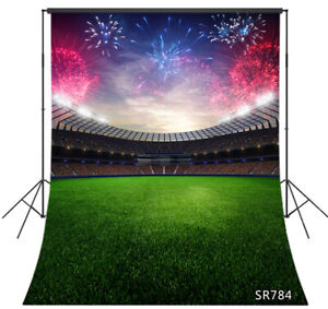 Football Arena Stadium Fireworks Sunset 8X10FT Vinyl Backdrop Photo Background