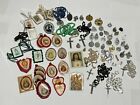 Large Lot of Vintage Religious Medals, Rosaries, Relics, Crosses & Necklaces