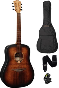 GUITARE FOLK DREADNOUGHT BLACK AND BROWN LAG TRAMONTANE T70D-B&B + ACCESSOIRES - Picture 1 of 8