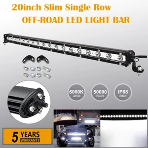20inch Slim Led Light Bar Single Row Spot Flood Combo UTE Truck SUV ATV VS 22 '' - Imagen 1 de 12
