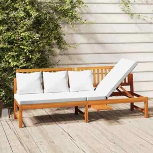 NNEVL Day Bed with Cream Cushion 200x60x75 cm Solid Wood Acacia - Picture 1 of 8