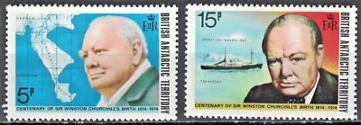TERRITORIO ANTÁRTICO BRITÁNICO: 1974 SC#62-63 MNH Sir Winston Churchill AP1756 Foto 1 de 2