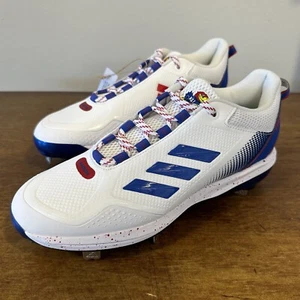Adidas Icon 7 Kansas Jayhawks PE Metal Baseball Cleats White Blue Men's Size 10 - Picture 1 of 8