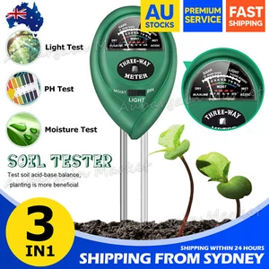 3 in 1 Soil PH Tester Water Moisture Test Meter Kit For Garden Plant Testing AU - Picture 1 of 9