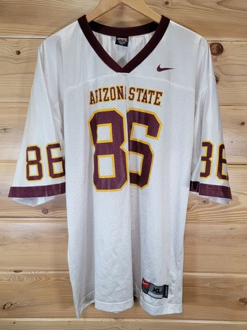 Vintage Nike Team Men XL ASU Arizona State Football Jersey #86 White Stain Cover