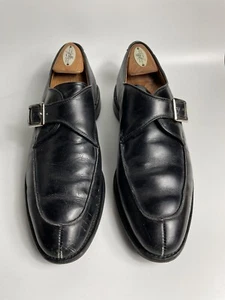 Allen Edmonds Thayer USA Black Leather Apron Toe Monk Strap Dress Shoe Mens 10 D - Picture 1 of 14