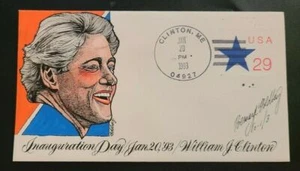 1993 William J Clinton Maine Bernard Goldberg Hand Painted First Day Cover - Picture 1 of 2