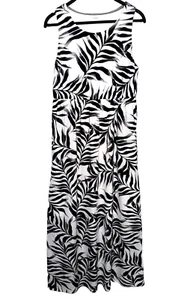 SOMA Size Medium Empire Waist Maxi Dress Sleeveless Lined Floral Black & White - Picture 1 of 4
