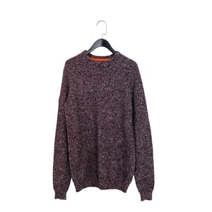 Superdry Burgundy White Marl Lambswool Fine Knit Crew Neck Jumper - Size M - Picture 1 of 9