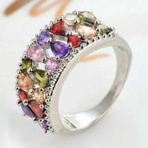 925 Silver Elegant Cubic Zirconia Ring for Women Wedding Party Jewelry Size 6
