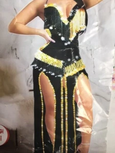 Ägyptisches Sexy Bauchtanzkostüm, handgefertigtes schwarz genähtes Bauchtanzk... - Bild 1 von 38