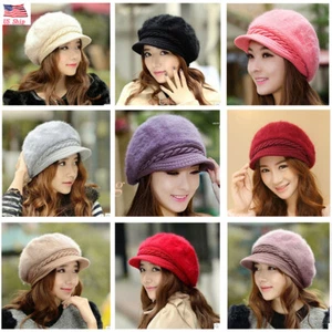 Cappello berretto donna invernale caldo lavorato a maglia all'uncinetto sciancato berretto outdoor orlo sci - Foto 1 di 21