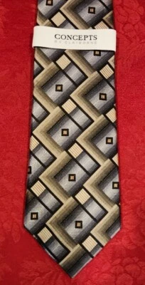 Галстук мужской Claiborne Concepts 100% шелк черный сине-зеленый геометрический 57,5x3,75 дюйма - Изображение 1 из 4